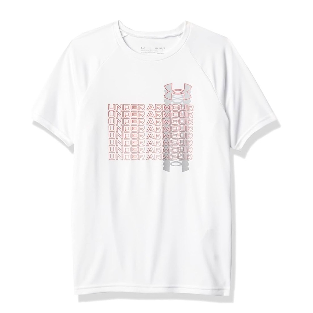 NWT Under Armour Boys Short Sleeve Top Medium Big Boy White Athletic Quick Dry M